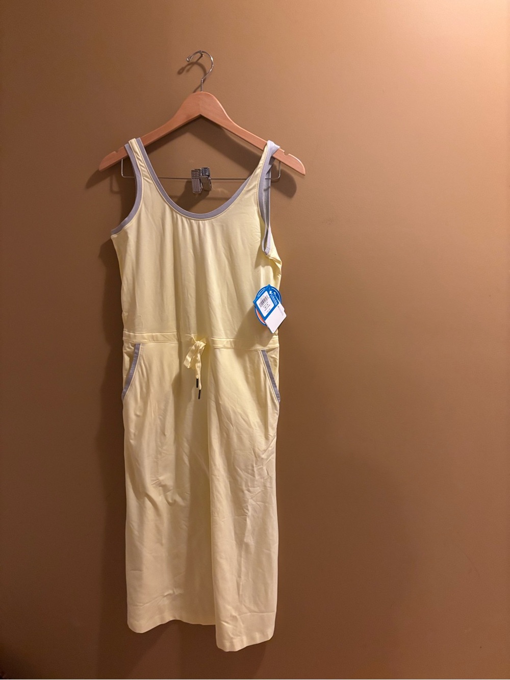 💙Columbia Light Yellow Tank Bodysuit Dress with Contrast Trim